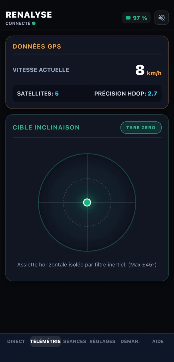 Capture de l’application Renalyse : Télémétrie & posture