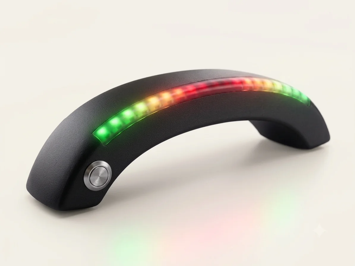 Boîtier Renalyse avec son bandeau LED et son bouton de commande